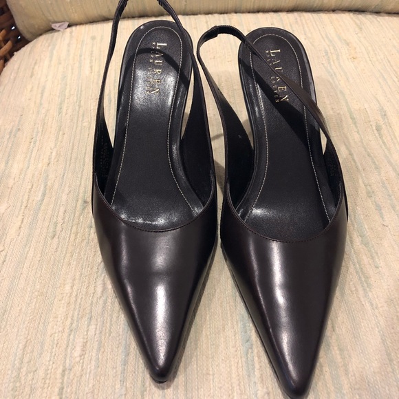 Ralph Lauren dark brown sling backs - Picture 2 of 3